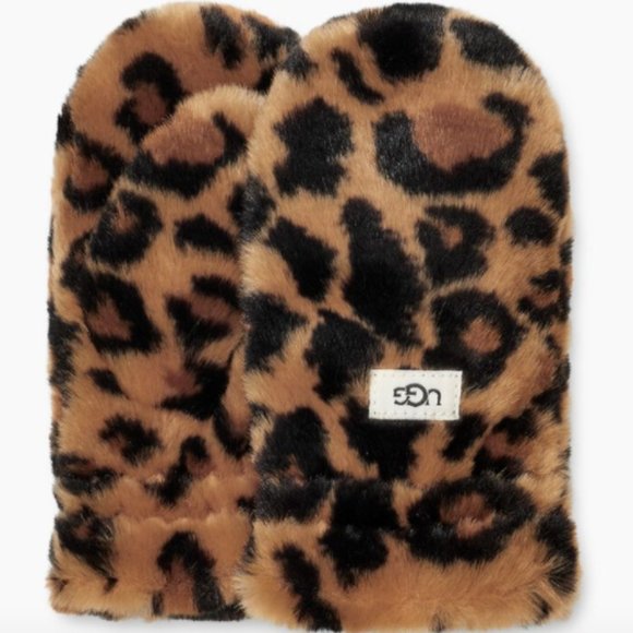 UGG TODDLER FAUX FUR Butterscotch Panther MITTENS 4-6YRS New With …